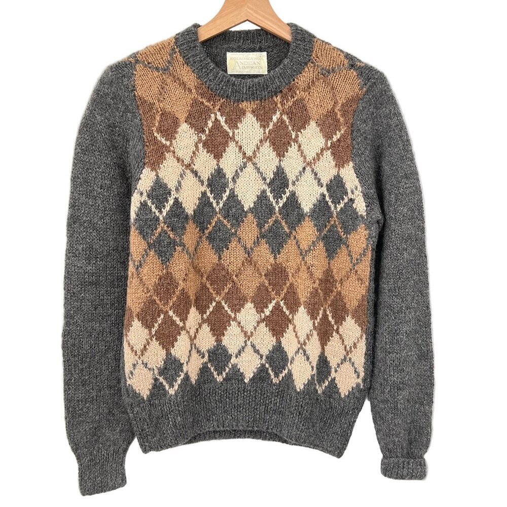 Andean Pure Alpaca Handmade Argyle Sweater